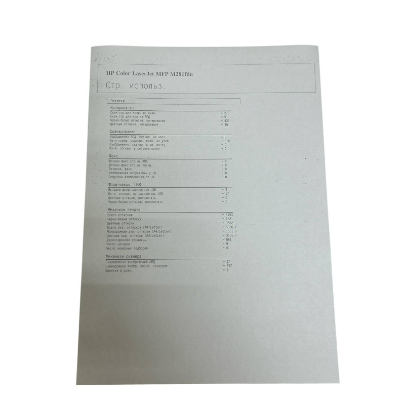 Used HP LaserJet M281fdn MFP (A4, laser, color, USB, Ethernet, 5200 ppm)