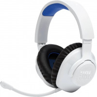 Used JBL Quantum 360P Console Wireless headphones (JBLQ360PWLWHTBLU) without adapter