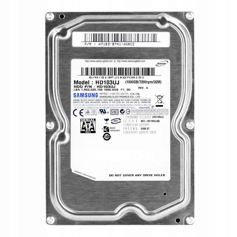 БУ Жорсткий диск 1 ТБ Samsung (3.5", 7200 об/хв, 32 МБ, SATAII, HD103UJ)
