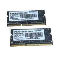 БУ Оперативна пам`ять 16 ГБ (8+8), DDR3, для ноутбуків, Patriot (1333 МГц, 1.5В, CL9, PSA316G1333SK)