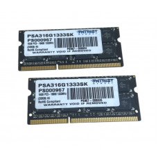 БУ Оперативная память 16 ГБ (8+8), DDR3, для ноутбуков, Patriot (1333 МГц, 1.5В, CL9, PSA316G1333SK)