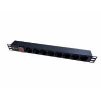 BU Eserver 19" 1U Power Distribution Unit (PDU) with 8 outlets, C13 connectors, and a power switch