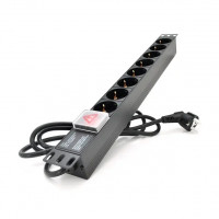БУ Блок розеток Eserver 19" 1U (PDU) с 8 розетками, подключение: кабель 1,8 м, медь 1,5 мм, выключатель